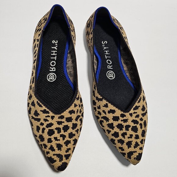 Rothy's Brown and Black Leopard Point Flats Sleek Loafers size 8.5 - Picture 2 of 8